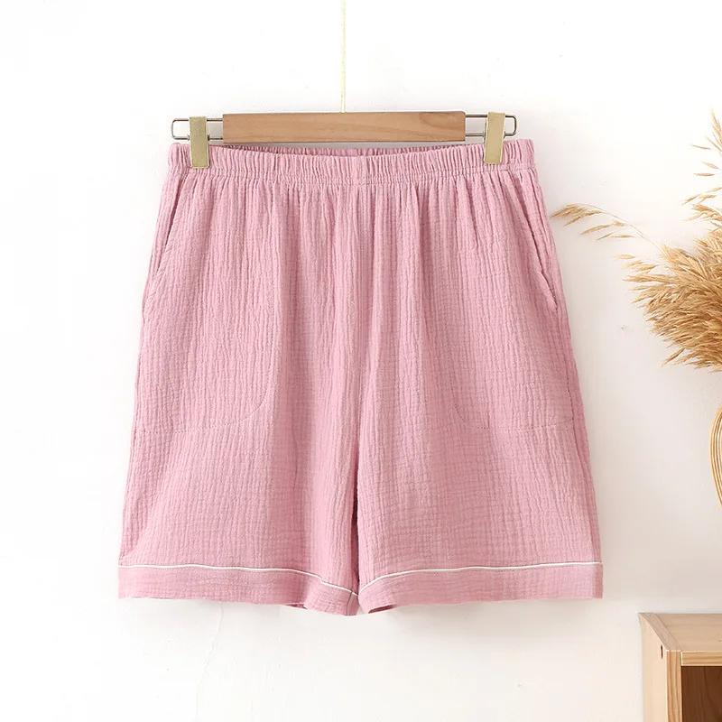 Pantalones De Mujer New Pure Cotton Crepe Women's Pajamas Pant Summer Night Wear Shorts Loose Ladies Sleepwear Home Pants_ecoleips.com