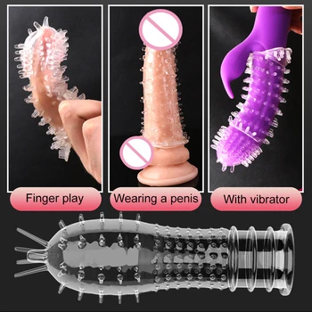 14 Type Transparent Crystal Condom Penis Sleeve Male Enlargement Time Delay Spike Clit Reusable Condoms Sex Toy for Couple 5