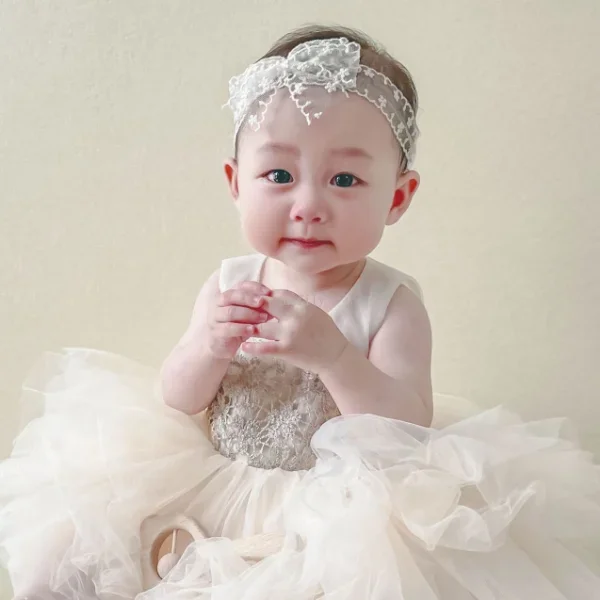 ICKEYOU Baby Girls Bow Lace Headband Cute Pink Soft