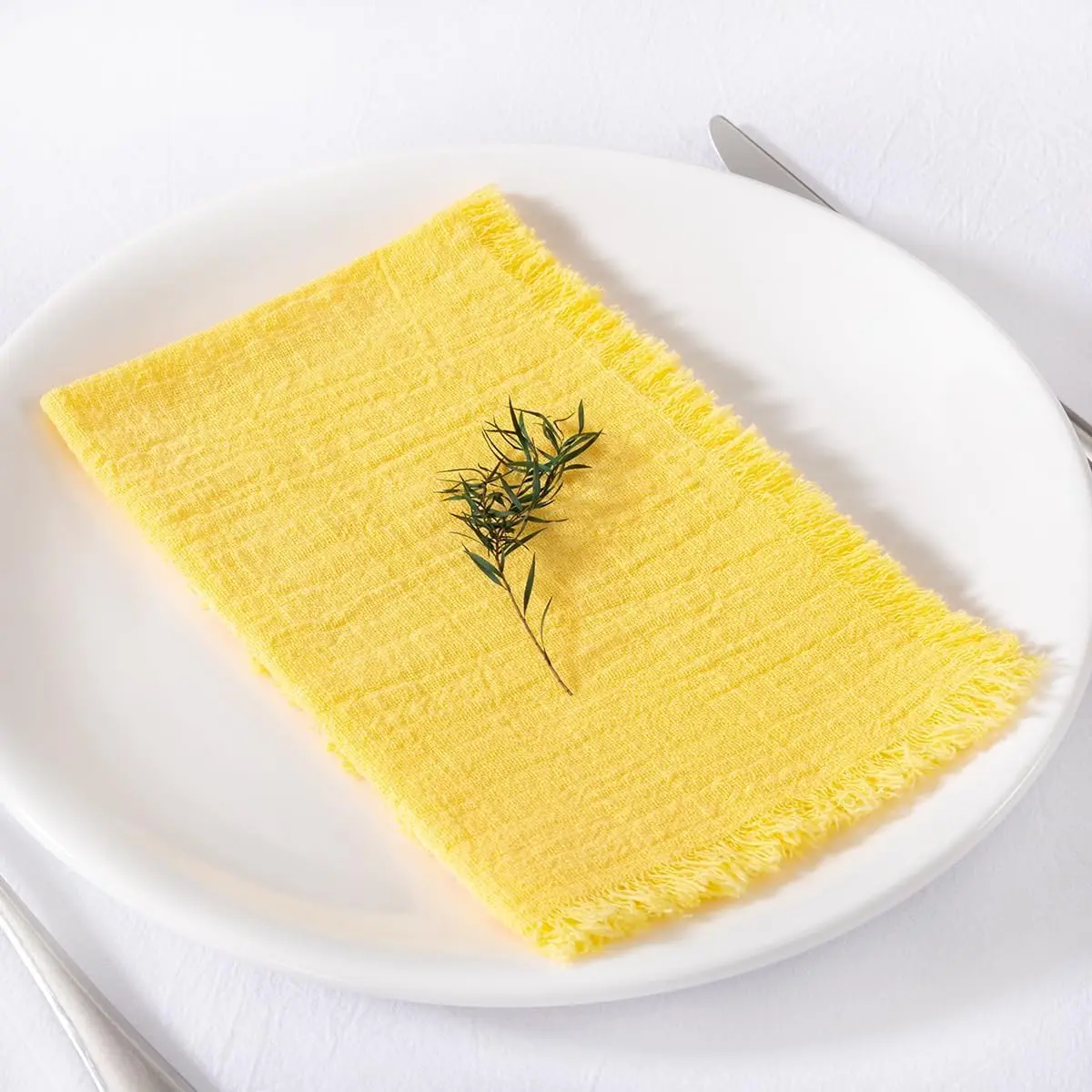 Handmade Cotton Napkins - 50 Pack 32x32cm Gauze with Fringe for Dinners Weddings Parties