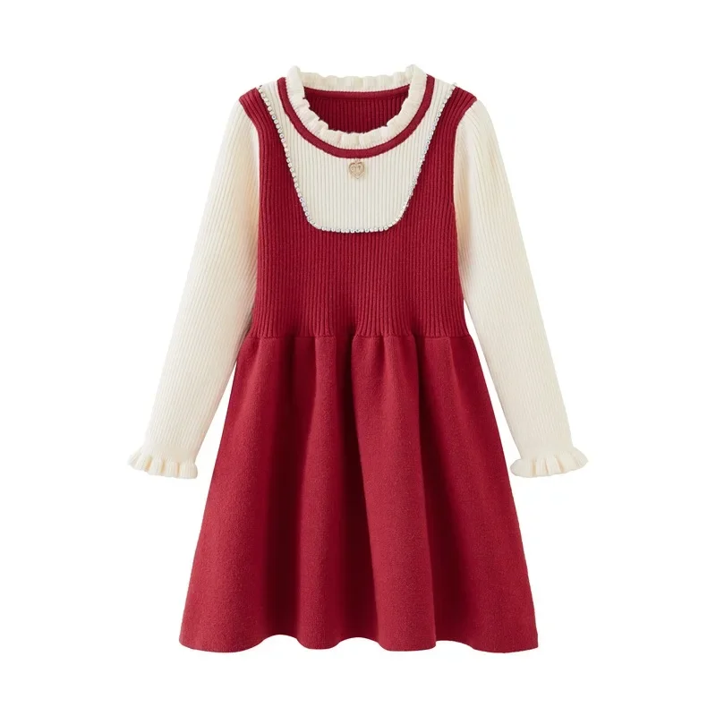 

Girl Baby Sweater Knitted Dress Winter Autumn Red Christmas Fashion Sweater Thick Warm Dress Girls Princess Dresses Vestidos
