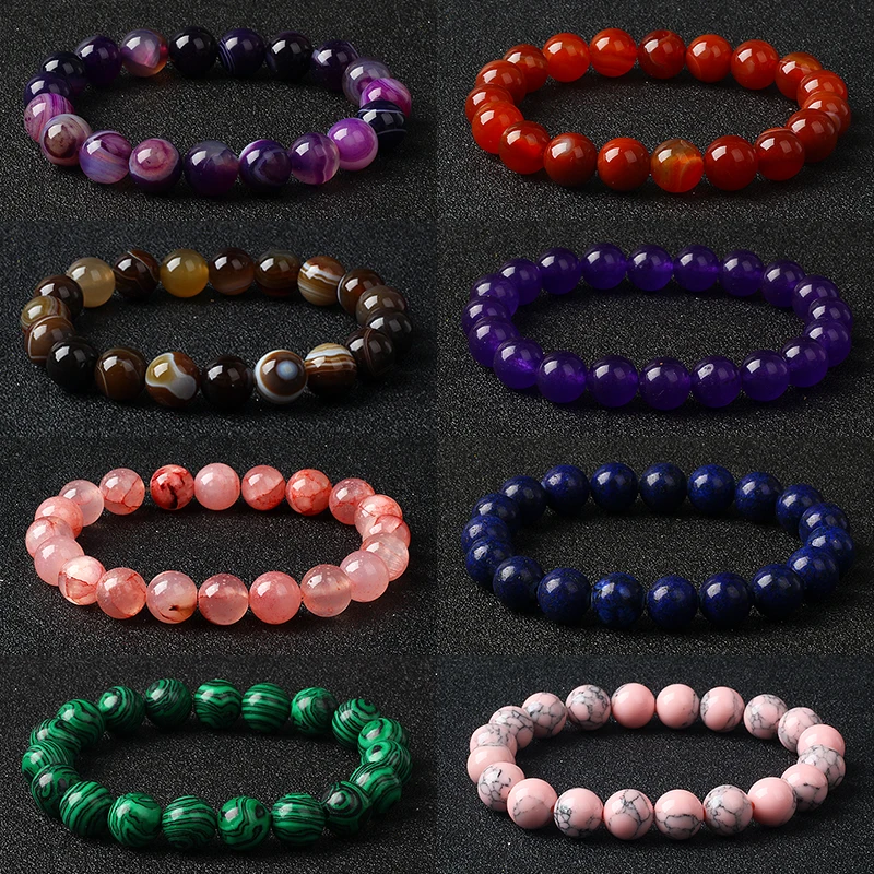 Bulk Crystal Wholesale Stone Stretch Bracelet - Natural Beaded Bracelets  Women