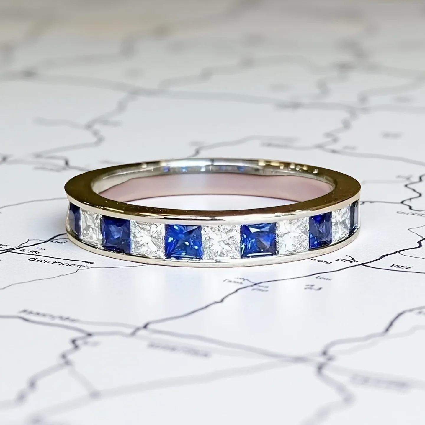 Mode Saphir Einfache Edelstahl Ringe Doppel Diamant Frauen Männer Hochzeit Band Schmuck Einzigartige Frauen Ring Für Geschenk