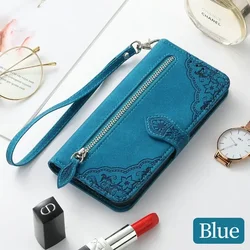 Luxury Zip Leather Book Case - Elegant Protective Coque for A73 5G (Blue)