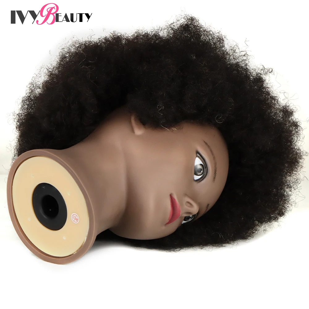 Afro Mannequin Head Real Human Hair Hairdressing Head African Salon  Traininghead Manikin Cosmetology Doll For Braiding Styling