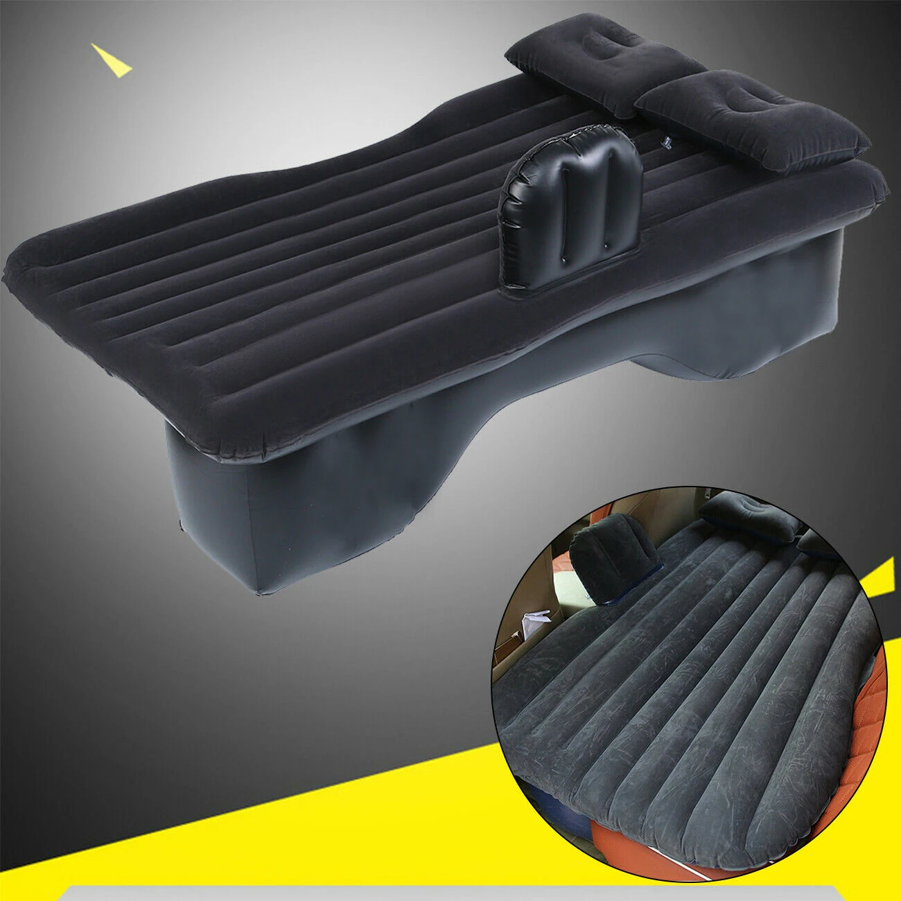 Cama inflable para coche, colchón de aire para asiento trasero de viaje con bomba, descanso, sueño, Camping