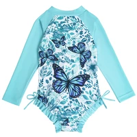 Swimming Costumes for Girls Long Sleeve Butterfly Design Swimsuit Hawaiian Bathing Suit Kids One Piece Quick Dry Swimwear 2