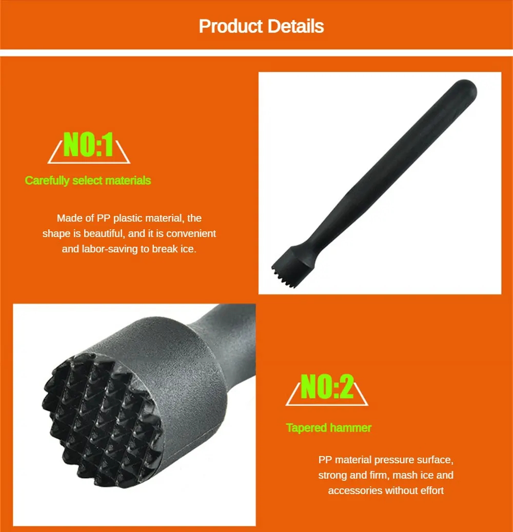 Crushed Ice Stick Multifunctional Mixing Stick Crushed Hammer Cocktail Mixing Lemon Portable Stirring Bar