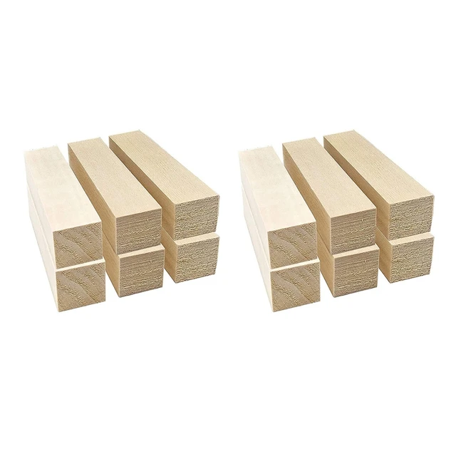 12Pcs Basswood Carving Block Natural Soft 3 Sizes Carving