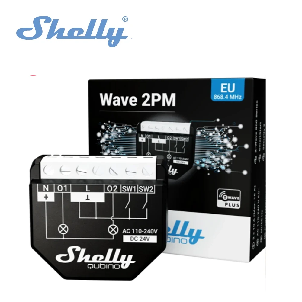 Shelly Qubino Wave 2PM Z-Wave smart switch, 2 channels 16 A