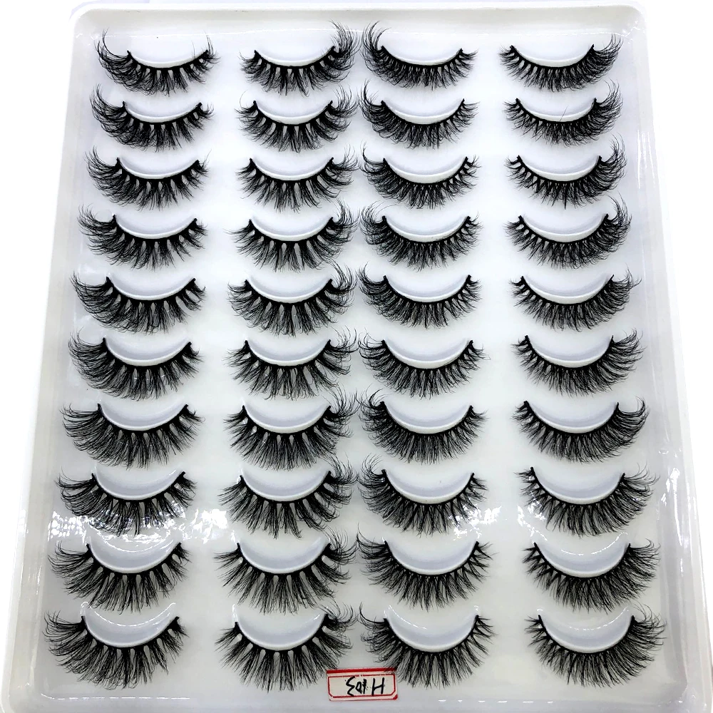 20 Paar 3D-Faux-Nerzwimpern, natürliche falsche Wimpern, dramatisch, flauschig, weich, dünn, Volumen, Kreuz, wiederverwendbare Wimpern-MaKeup-Tools – Detail 13