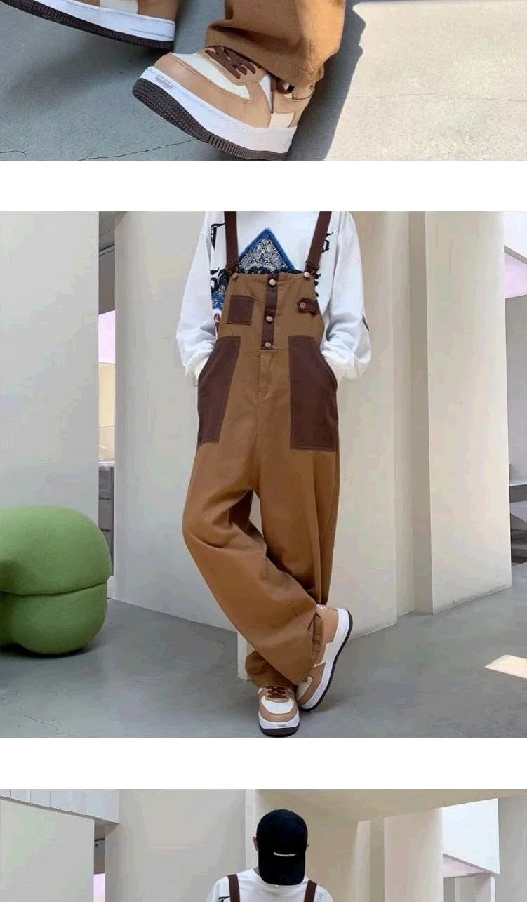 【BAON】Solpu Corduroy Suspenders One Piece 2022 Men's Retro Casual Pants Corduroy College Style