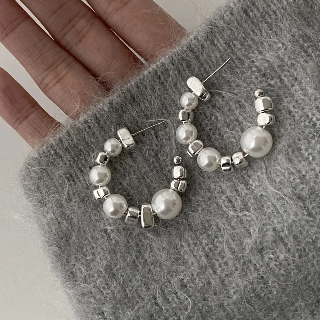 Dangle Earrings Pearl Earrings Drop Earrings Pendant Earrings Long Earrings C Shape Irregular Beaded & Pearl Semicircular Earrings for Women Party