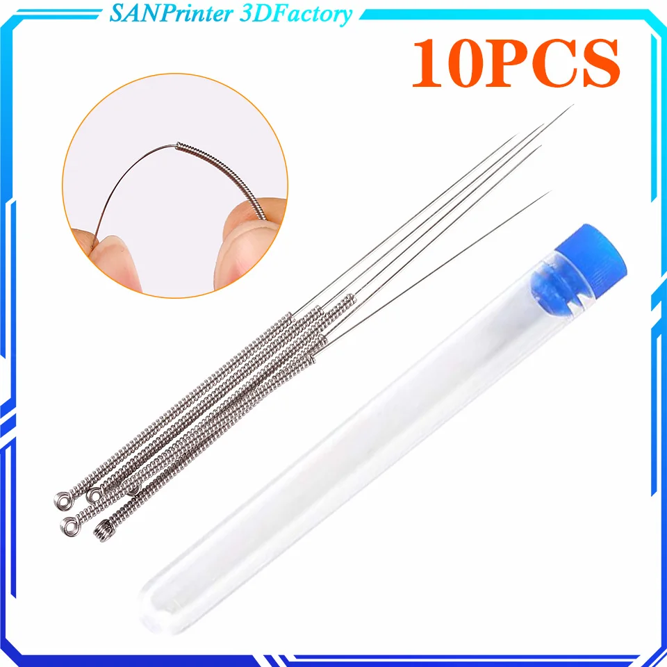 10PCS Nozzle Cleaning Needle Special Drill Cleaner Stainless Steel For MK8 V6 nozzle Through Holes 0.2-1.0mm 3D printer parts