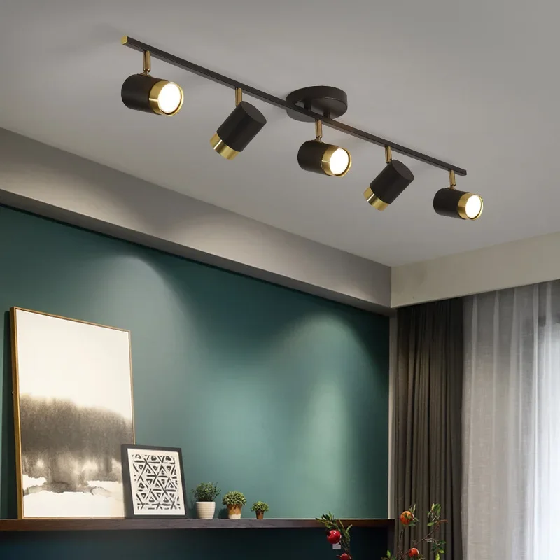 

Balcony Corridor Lights Black White Decor Lighting Fixtures Nordic Strip Led Chandeliers With Spotlights For Living Room Bedroom