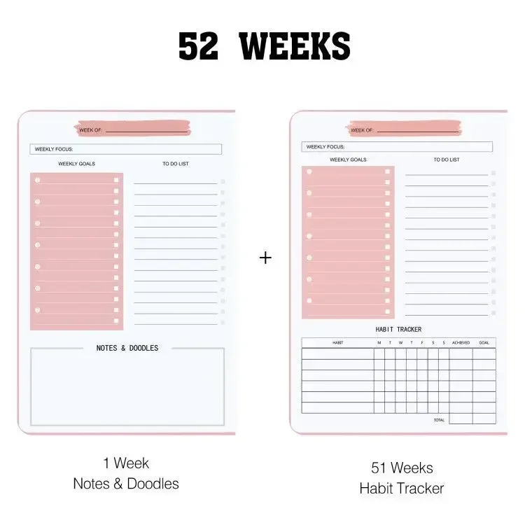 Notebooks 52 Weeks Spiral Binder Weekly Planners A5 Agenda Schedule organizer Journal for Office School Stationery Supplies schedule notebook notebook diary journal notebook diary
