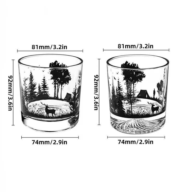 10.3oz Black Silhouette Pattern Glass Cup Personalized Drinking Glasses Household Creative Whiskey Glass Iceberg Cup
