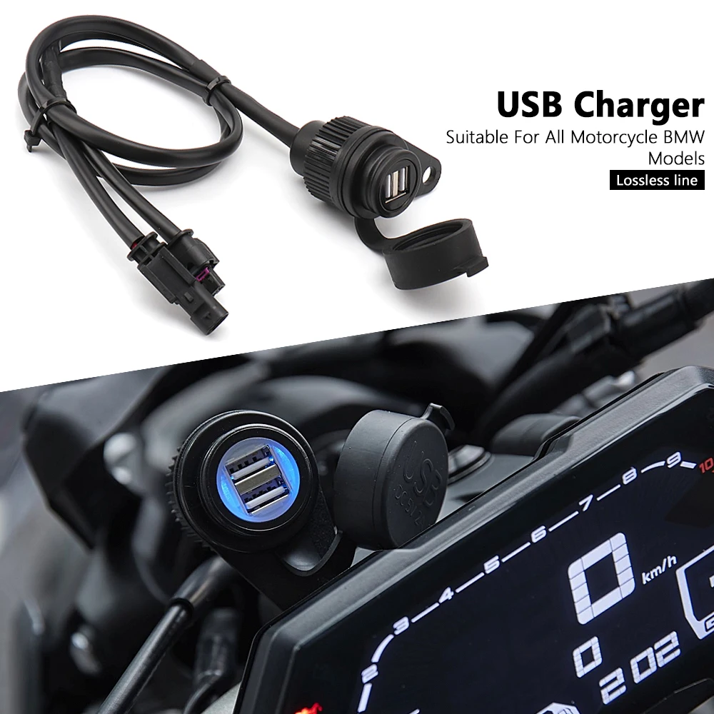 Motorcycle Charger Adapter Power Supply Socket USB Dual Port For BMW G310GS F650GS F750GS F700GS F850GS F800GS F900R C400X R18