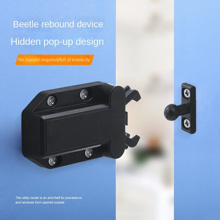 4 2 Set Touch Latches Push To Open Door Drawer Cabinet Self-locking Cupboard Suction Catch Rebound Device Anti-flapping LockFree