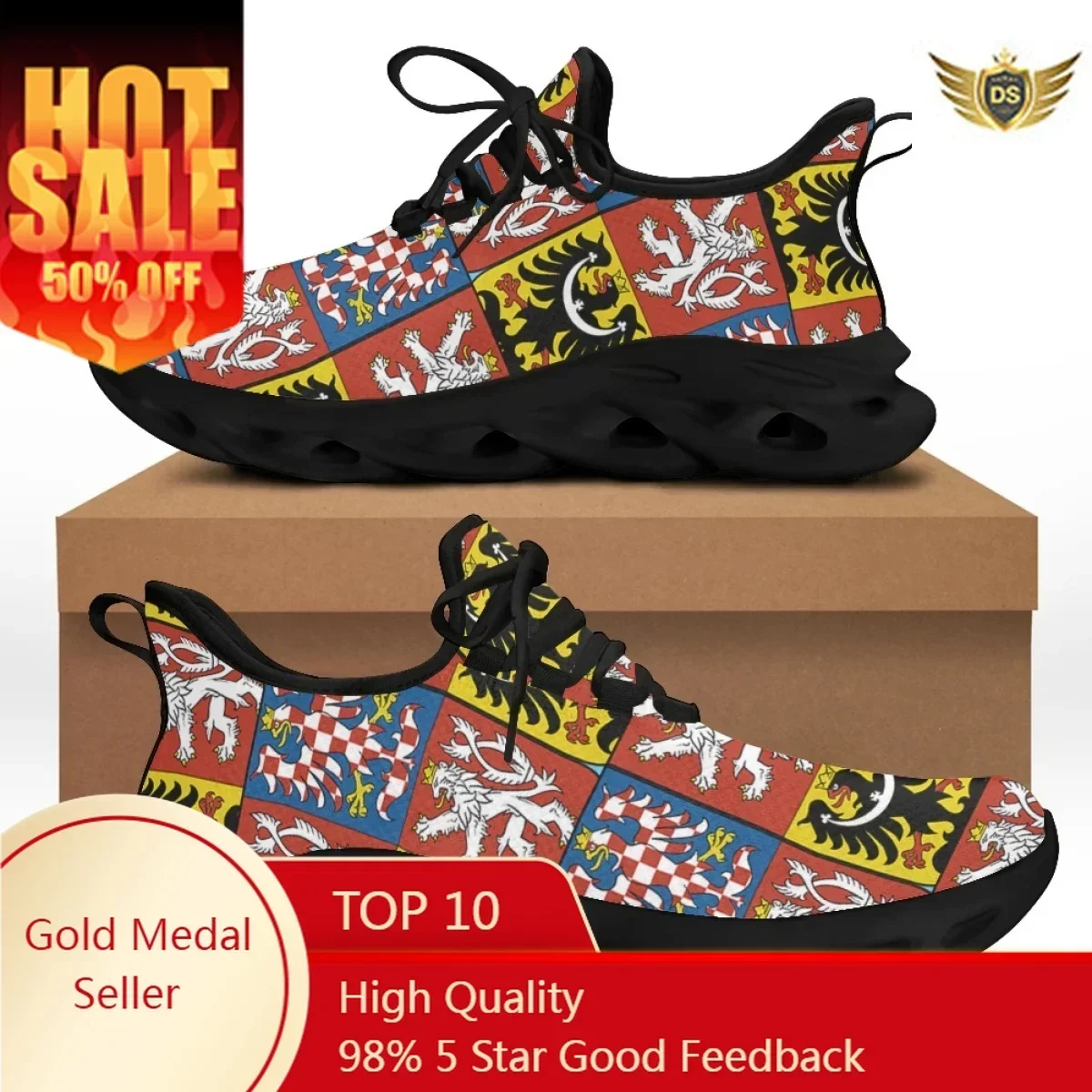Фотошторы Герб Чехии Sneakers Lace Up Casual Sneaker For Women Fashion Light Walk Flat Shoe Breathable Mesh Footwear
