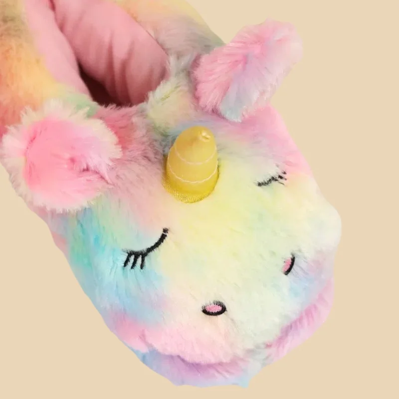 Girls Unicorn Slippers Cozy & Cute-Soft, Non-Slip Indoor Shoes with Cartoon Design, Perfect for Fall/Winter