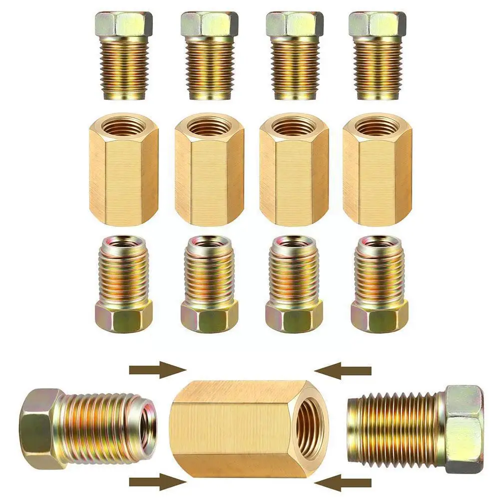 Brake Fittings Brass Inverted Pipeline Accessories Union Unions 4 Flare Car 8 Nuts Fitting Tool Connector Compression Adapt Q3H9