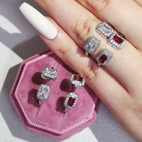 Per Pack Lots 2022 New Trendy Stackable silver color cute Band Eternity Fashion Ring for Women Valentine's Day Gift R6864