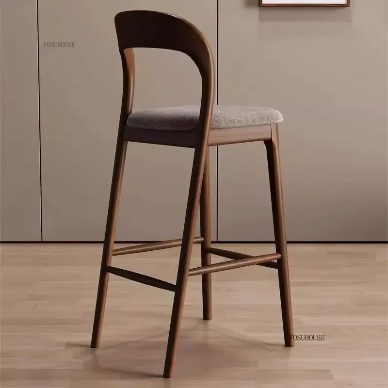 Luxury Designer Solid Wood Bar Chairs Counter Stools Island Table Dining Chair Kitchen High Legged Stool Nordic Furniture U