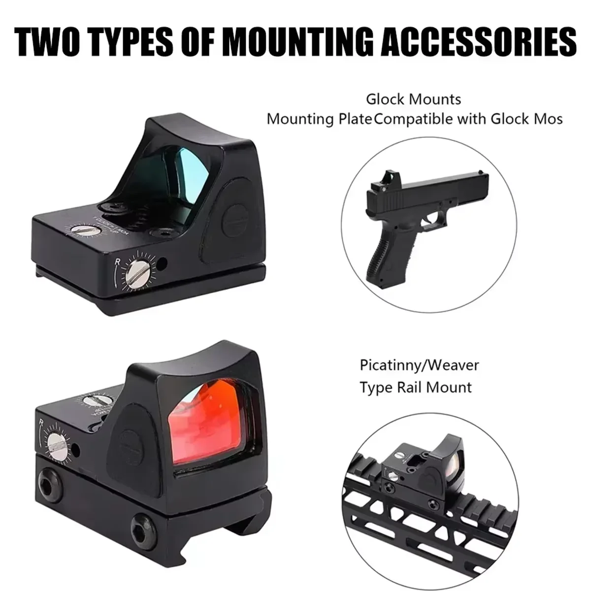 Red Dot Sight Scope RM-CC Mini Red Dot Tactical Optics Riflescope Fit 20mm Rail RMT Rifle Sight Hunting Metal-RM-HD Laser Glock For Red Dot Sight