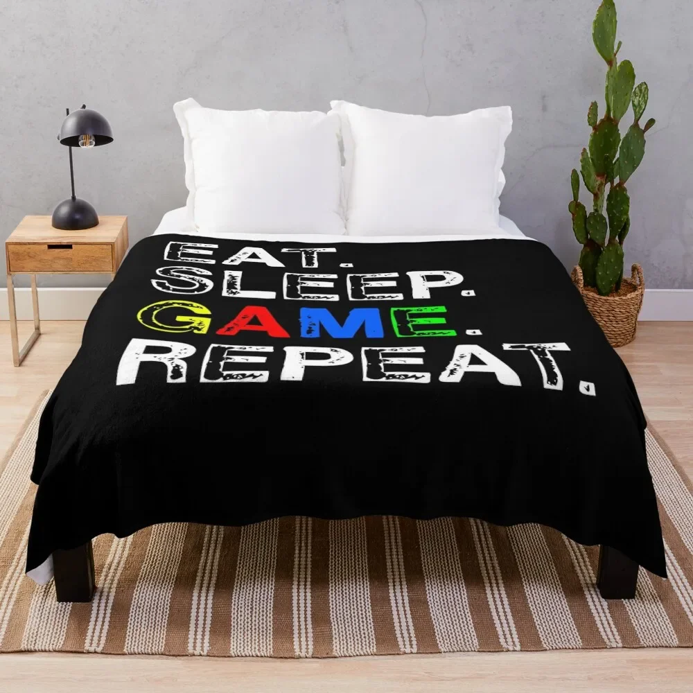 

Eat, Sleep, Game, Repeat Throw Blanket Plaid on the sofa Blankets For Bed Summer heavy to sleep Blankets