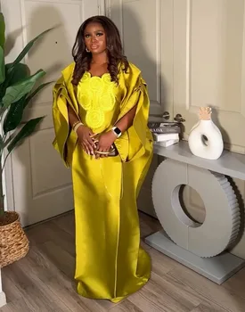 Abaya Per Le Donne Dubai Africano Musulmano Vestito di Moda Caftano Marocain Abiti Da Festa Da Sera In Raso Boubou Robe Djellaba Femme 2025 1