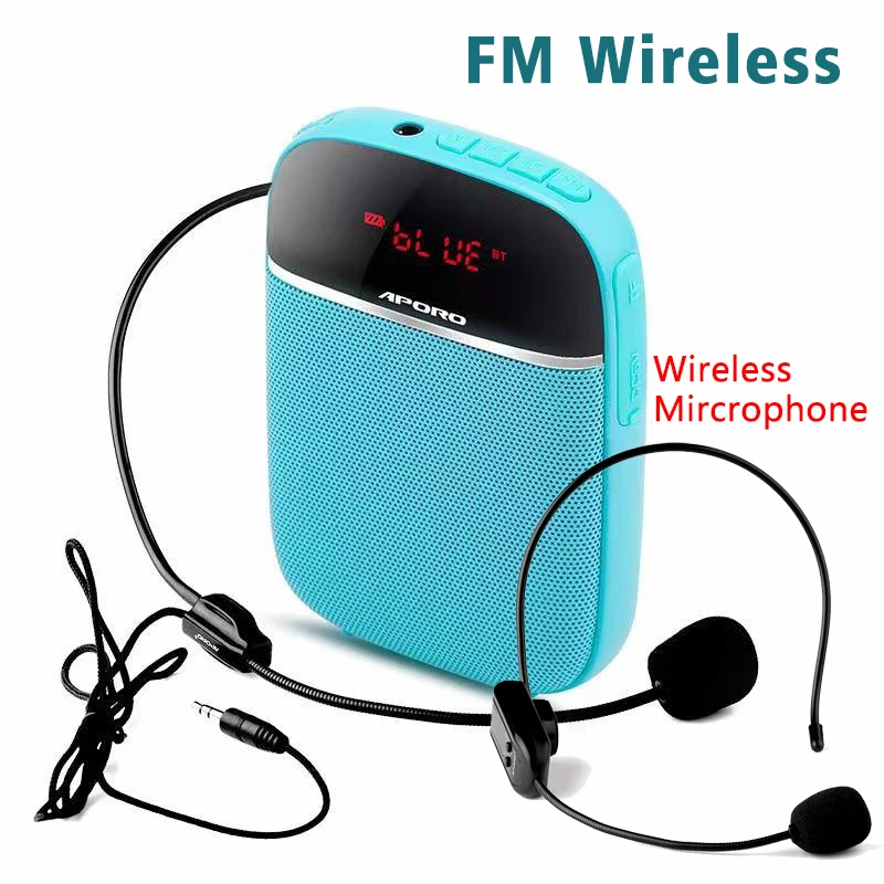 APORO T2 10W 블루투스 유선 UHF 무선 미니 패션 마이크 가이드 헤드셋, 교육 강의 전용 휴대용 앰프