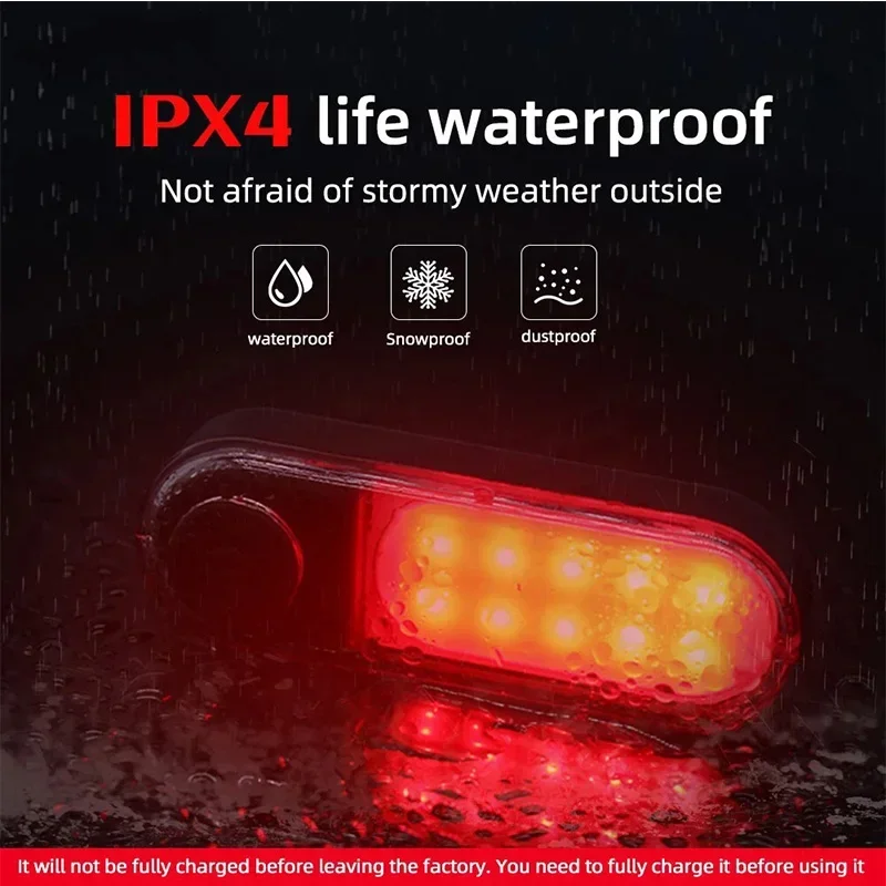 1 Pair Bicycle Front Rear Lights COB High Bright Bike Headlight Taillight USB Re
