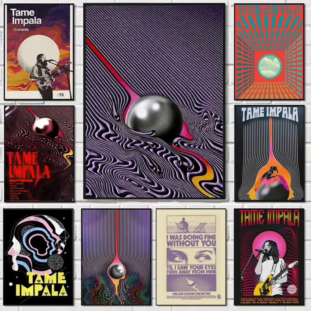T-tame I-impala Currents Poster Self-adhesive Painting with prints Home bedroom living room decoration 1