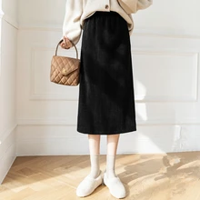 

Plush Thickened Warm Corduroy Skirt Young Women Autumn and Winter 2022 New OL Style High Waist Mid-length Skirt RXHBSQ729