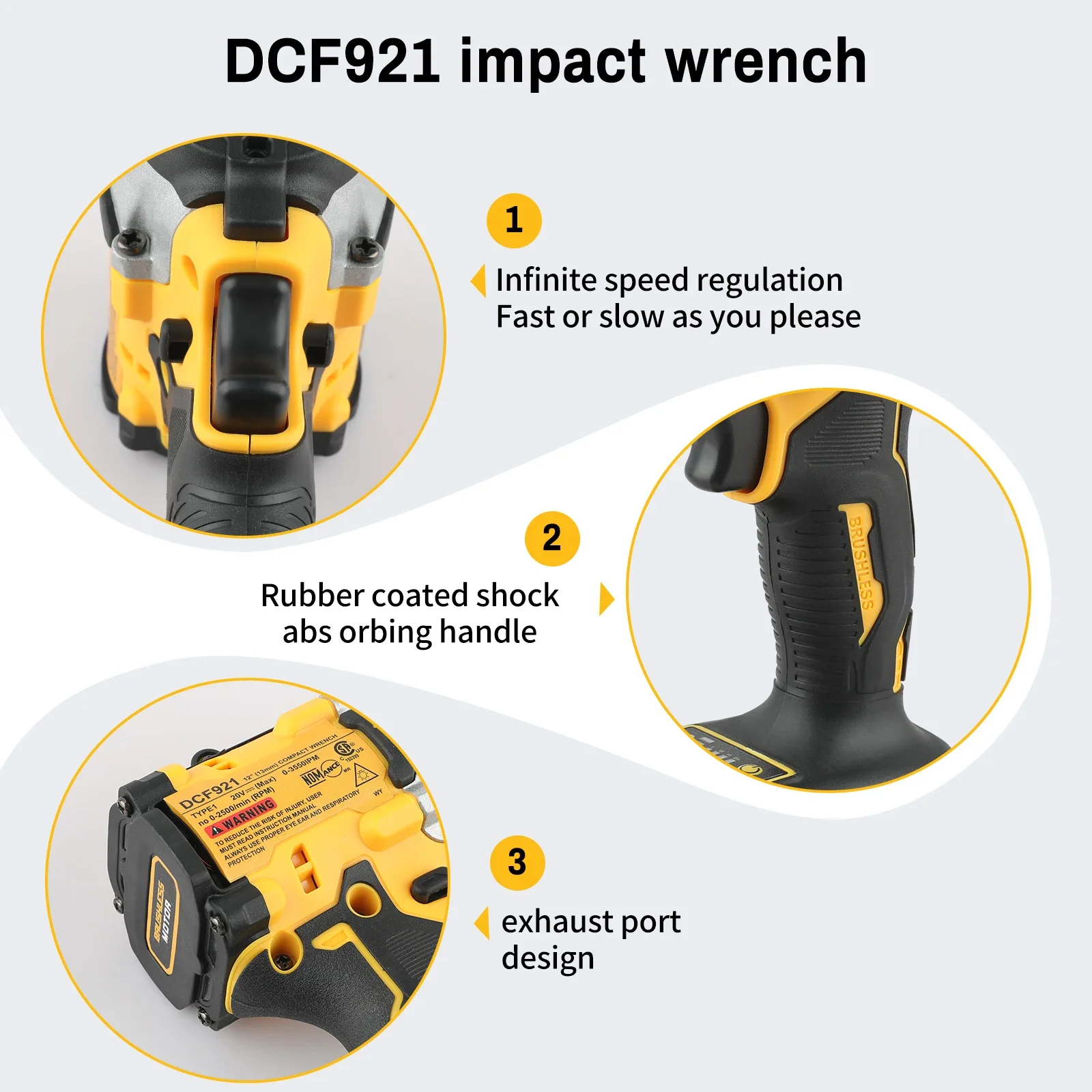 디월트 무선 아토믹 맥시멈 렌치 DCF921 1/2인치 무선 임팩트 렌치 가변 속도 충전식 렌치