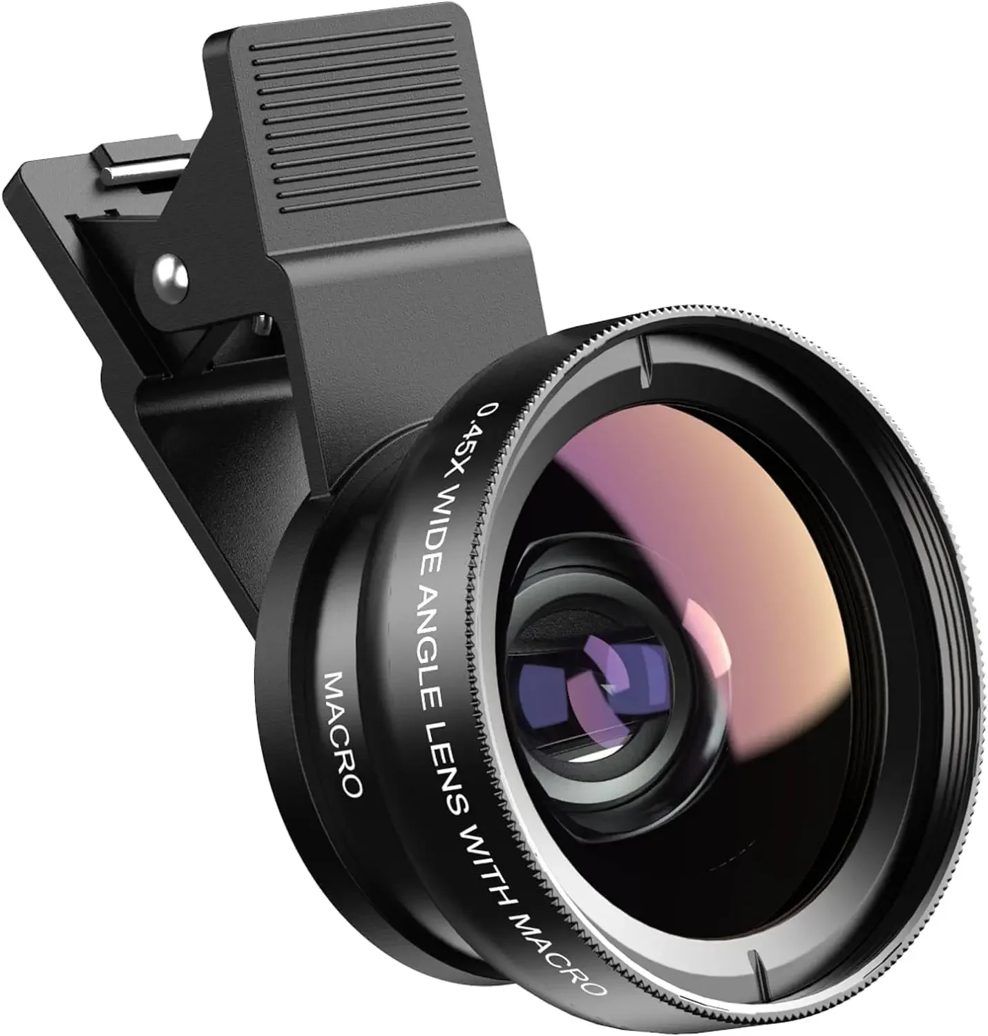 Lente per cellulare a 2 funzioni, grandangolare 0.45X e macro 12.5X HD, universale per iPhone, Android e smartphone.
