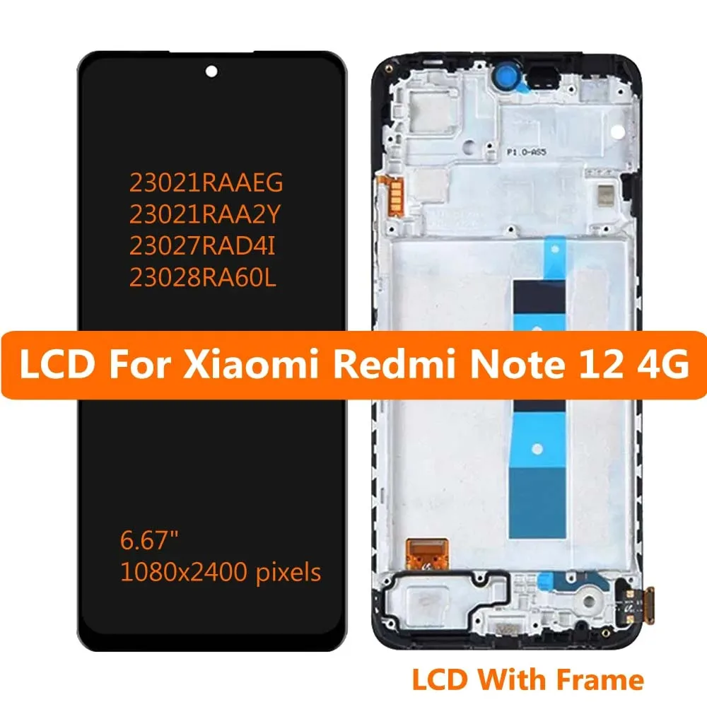 Écran LCD + Vitre Tactile Pour Xiaomi Redmi Note 12 4G 6.67" Noir - Pièce De Remplacement Visiodirect, Garantie 1 An