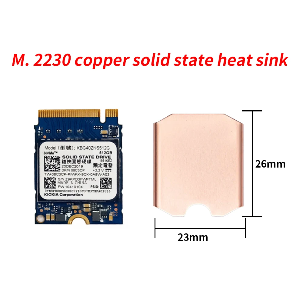 TISHRIC Graphene Purple Copper SSD M2 radiatore M.2 NVMe NGFF 2230 PCIe SATA HardDisk Heatsin con Pad termico per PC Desktop - immagine 4