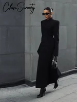 Manteau Long élégant pour femmes, col en v, couleur unie, Slim, simple boutonnage, taille fermée, veste dame, automne hiver 2021, Chic, Streetwear féminin 4