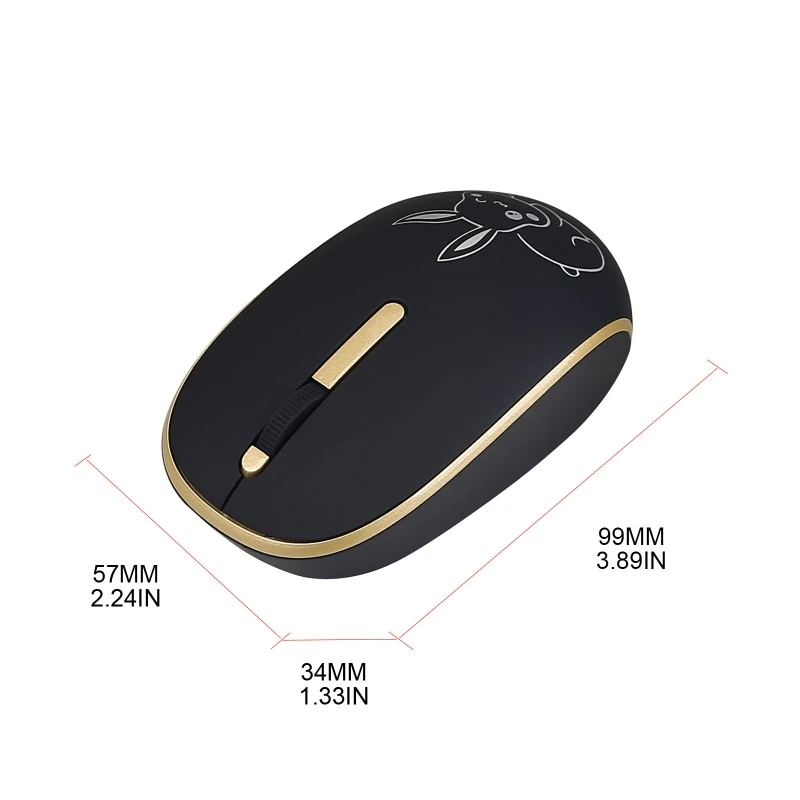 무선 마우스 2.4G 저소음 인체공학적 1200DPI(USB 수신기 Type-C 어댑터 포함)