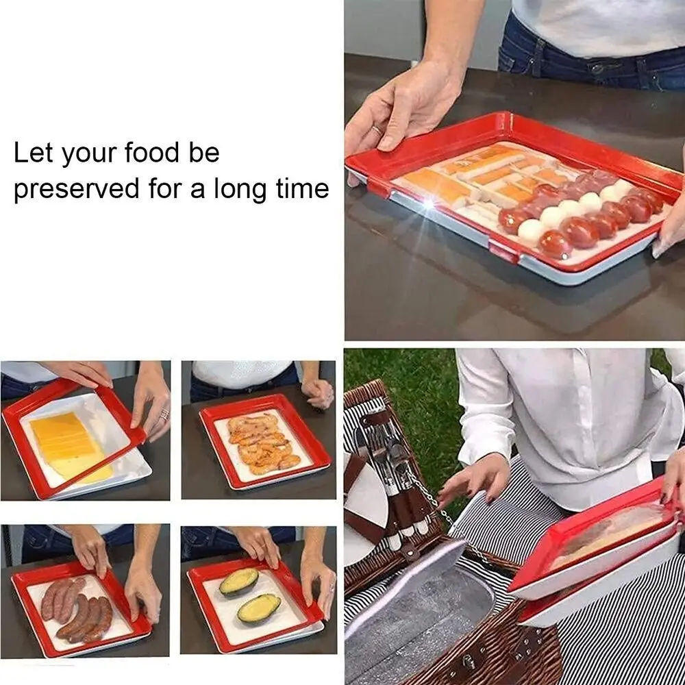Creative Food Preservation Tray 30*21cm Reusable Fresh Storage Container Stackable BPA-free Plastic Meal Prep Containers 2