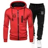Mens Tracksuits Casual Sweatpants Print Zipper Hooded Sweatshirt Fashion Versatile Jacket Coat Outdoors Jogging Sports Clothing 3