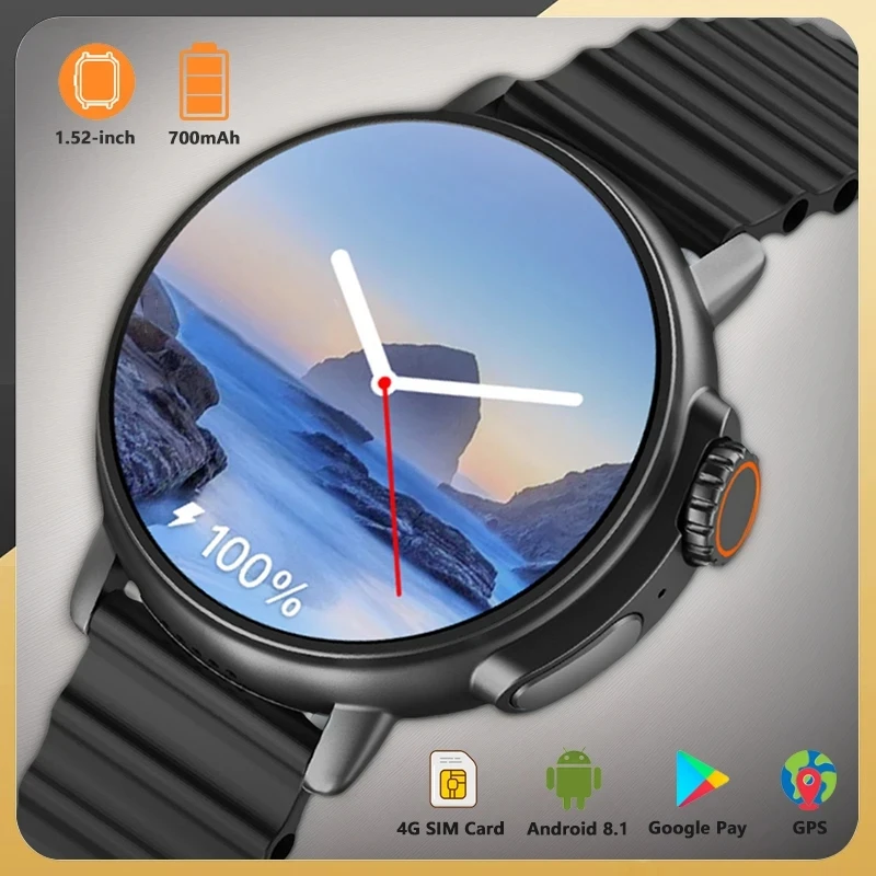 

Смарт-часы 1,52 дюйма, 4G, SIM-карта, GPS, камера 200 Вт, Wi-Fi