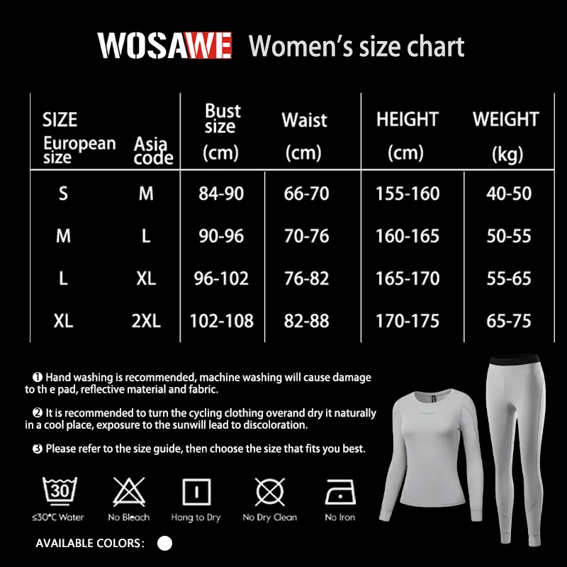 WOSAWE 남성용 속건성 사이클링 베이스 레이어 세트 ? 오토바이 및 로드 라이딩용 타이트한 긴팔 상의 및 하의