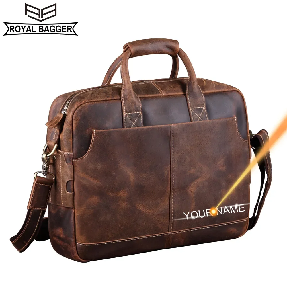 

Crazy 1729 Cowhide Leather Horse Laptop Briefcase Crossbody Shoulder For Royal Genuine Men 15.6" Handbag Bagger Vintage Bag