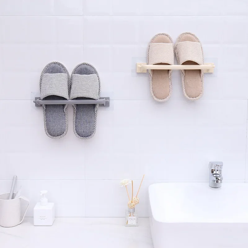 Paste-free perforated Towel Bar Plastic Bathroom Storage single bar towel rack towel rack kitchen Storage Hook self-adhesive