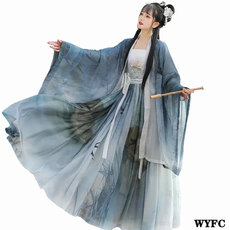2022 Spring/Summer 4Pcs Swallow Style Women's Chinese High-Quality Hanfu Tang Girls Show Suit