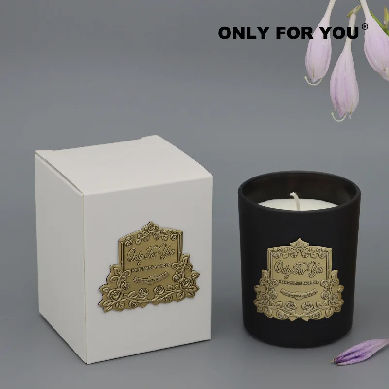 MulticolorMetalNameplateHandmadeAromatherapySoyWaxCandleGlass