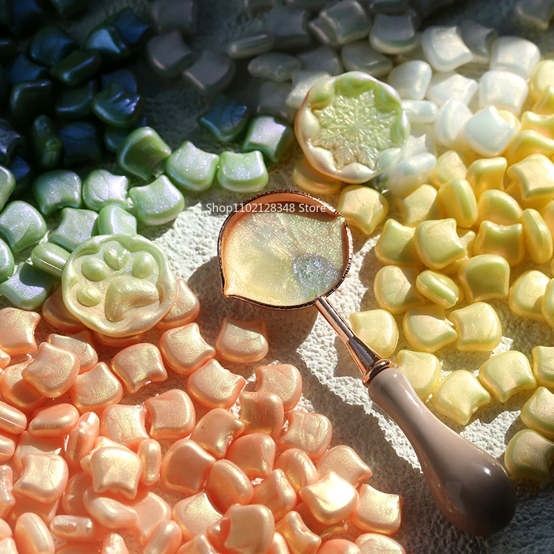 파이어 래커 씰 왁스 입자 세트, 고양이 머리 시리즈 왁스 입자, 웨딩 봉투 씰링 진주 색상, 특수 왁스 입자 